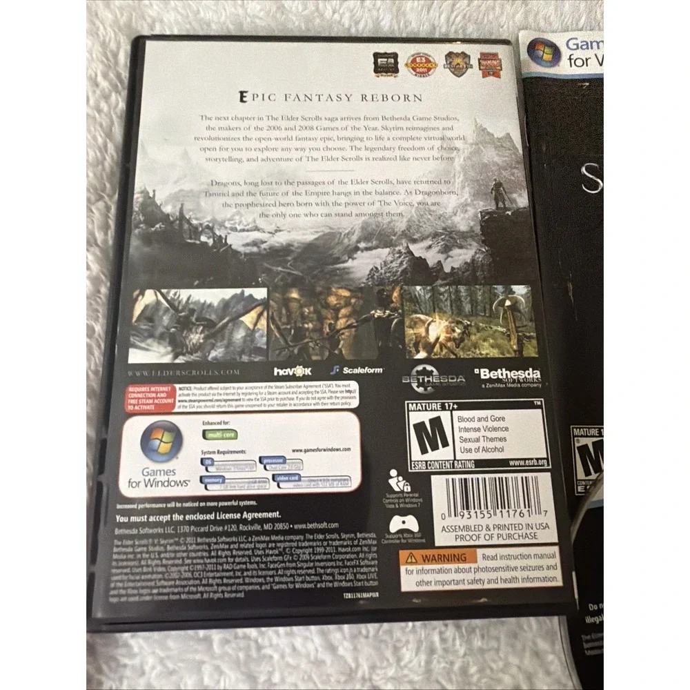 Skyrim The Elder Scrolls V 2011 PC DVD ROM Games for Windows CIB Complete Map